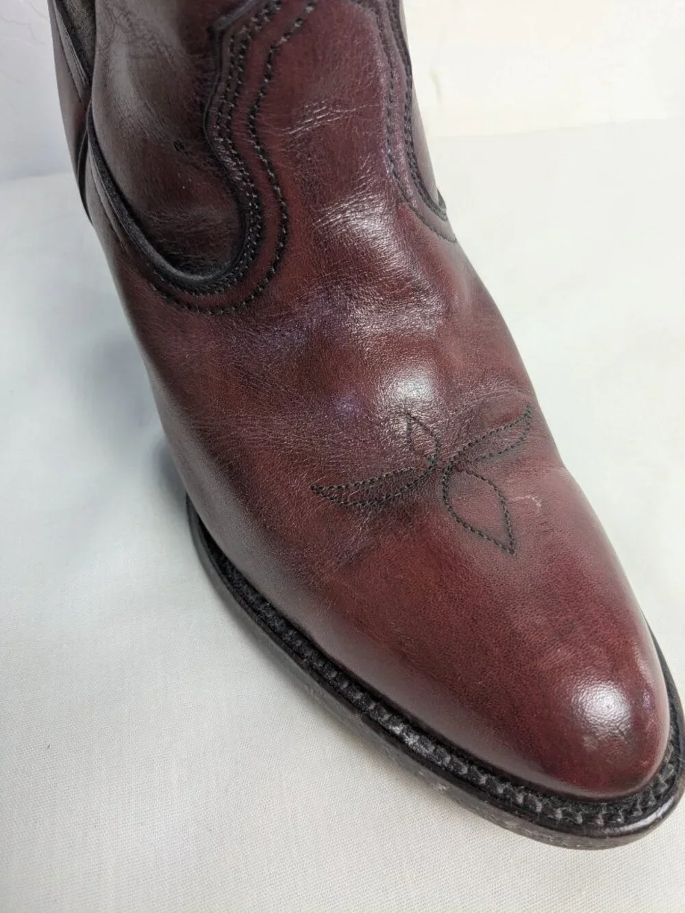 Vintage Frye 7104 Western Cowboy Boots Women's 8.5B Oxblood Burgundy USA 70s - Picture 11 of 16